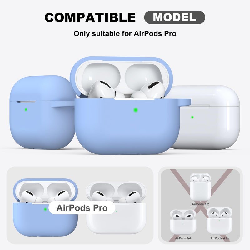 R-fun for AirPods Pro 2nd/1st Generation Case with Cleaner Kit,Soft Silicone Protective Case Cover for Apple AirPod Pro 2/1 for Women Men,AirPods Pro Case Accessories with Keychain,Blue Gray - Image 4